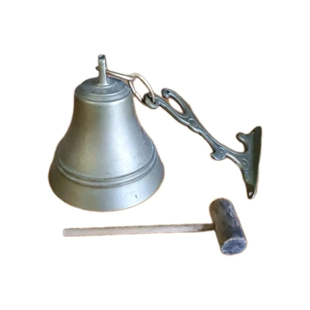 Vintage Solid Brass Hanging Bell with‎ Mallet